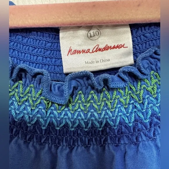 Hanna Andersson girls smocked collar cotton dress 4-5 - Picture 2 of 5